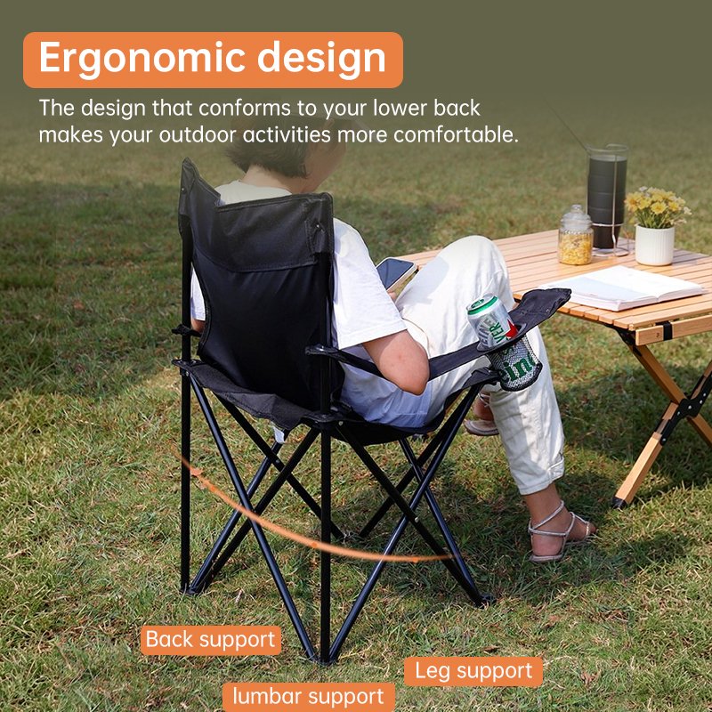 Chaise de camping pliante et portable – Siège de pêche 50 x 50 x 80 cm, léger et robuste, supporte jusqu'à 130 kg, facile à transporter - Image 12