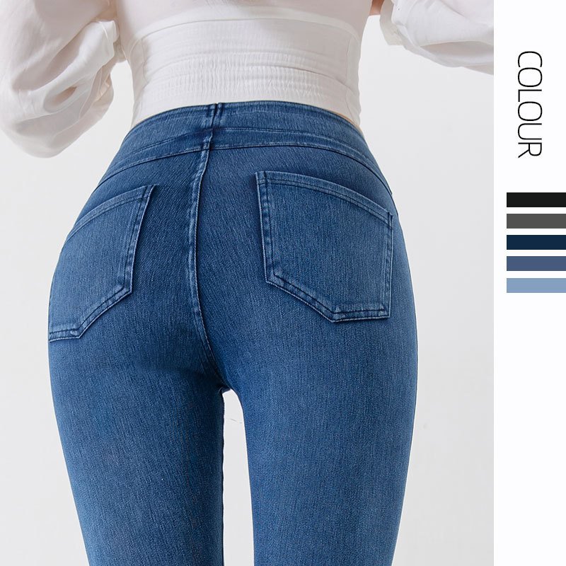 Pantalon corsaire de yoga en jean pour femme – Taille basse, coupe ajustée, taille haute extensible avec effet gainant (ventre plat) – Pantalon de fit - Image 2