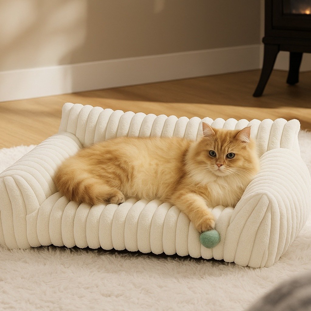 Canapé pour animaux de compagnie avec housse amovible et lavable, matelas pour animaux de compagnie toutes saisons avec lit pour chien en peluche four - Image 2