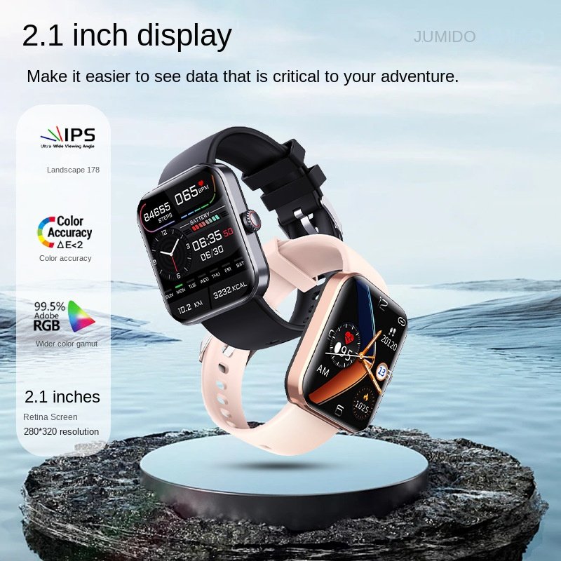 Montre connectée avec suivi de la fréquence cardiaque, de la pression artérielle, de la température corporelle et du sommeil, ainsi que compteur de pa - Image 2
