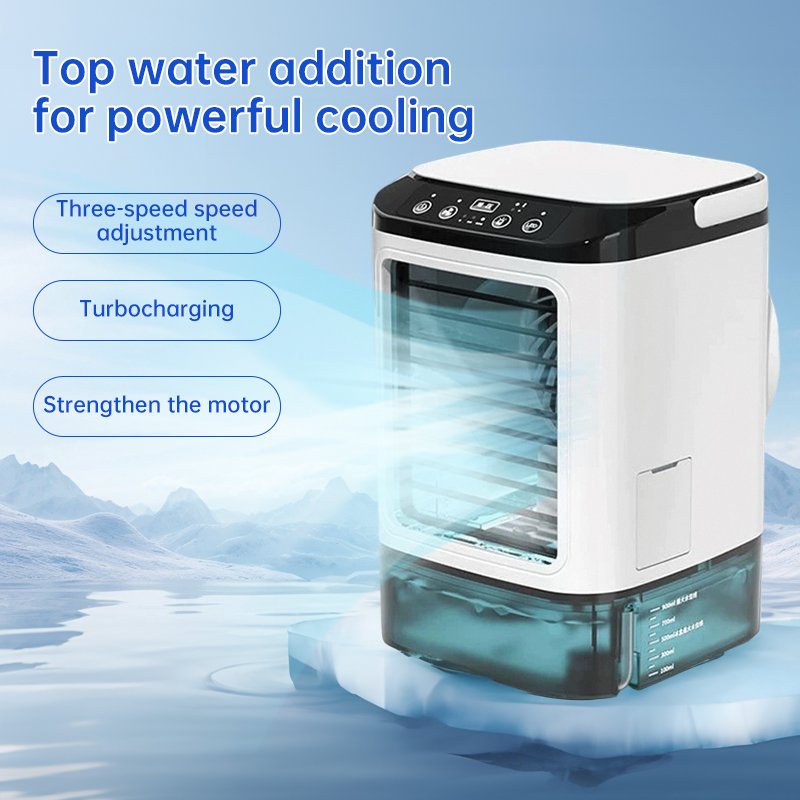 Mini-refroidisseur d'air portable à 3 vitesses (réservoir de 900 ml) – Ventilateur et humidificateur. Pour chambre ou bureau. - Image 7