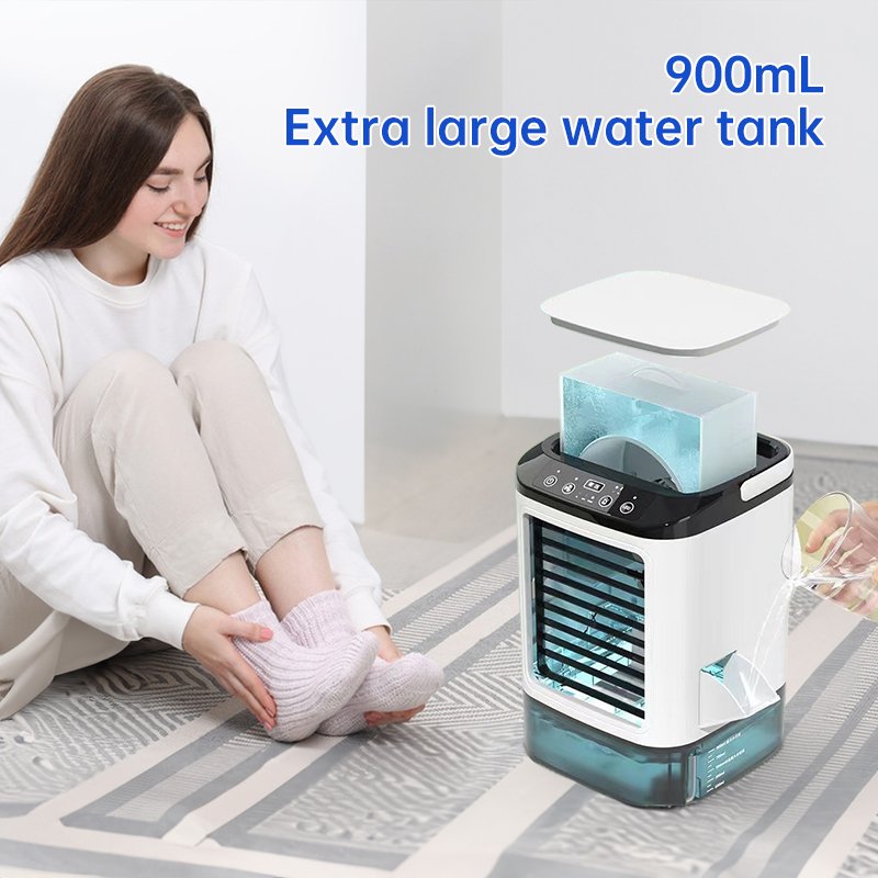 Mini-refroidisseur d'air portable à 3 vitesses (réservoir de 900 ml) – Ventilateur et humidificateur. Pour chambre ou bureau. - Image 5