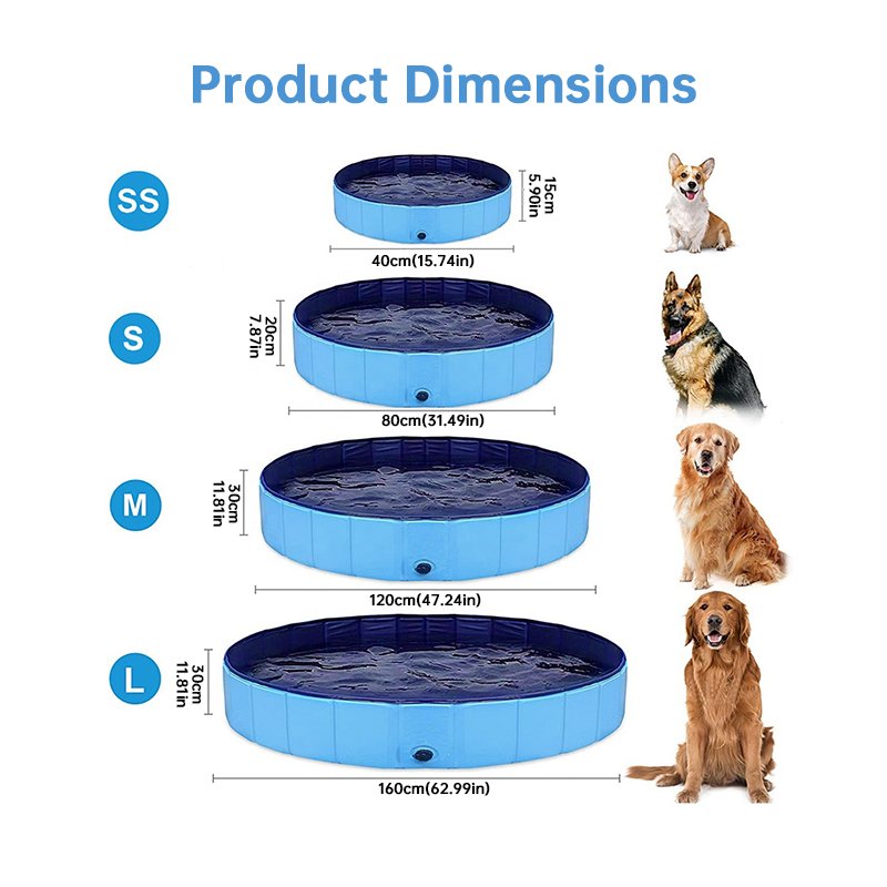 Piscine portable pour chiens – Baignoire pliable pour animaux avec bonde de vidange, piscine extérieure pour chiots pour s'amuser dans l'eau et se lav - Image 8