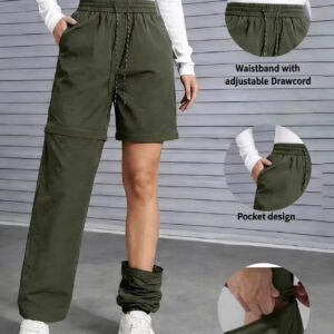 Pantalon de randonnée convertible pour femme - Pantalon cargo imperméable à séchage rapide avec jambes amovibles par fermeture éclair, idéal pour le c