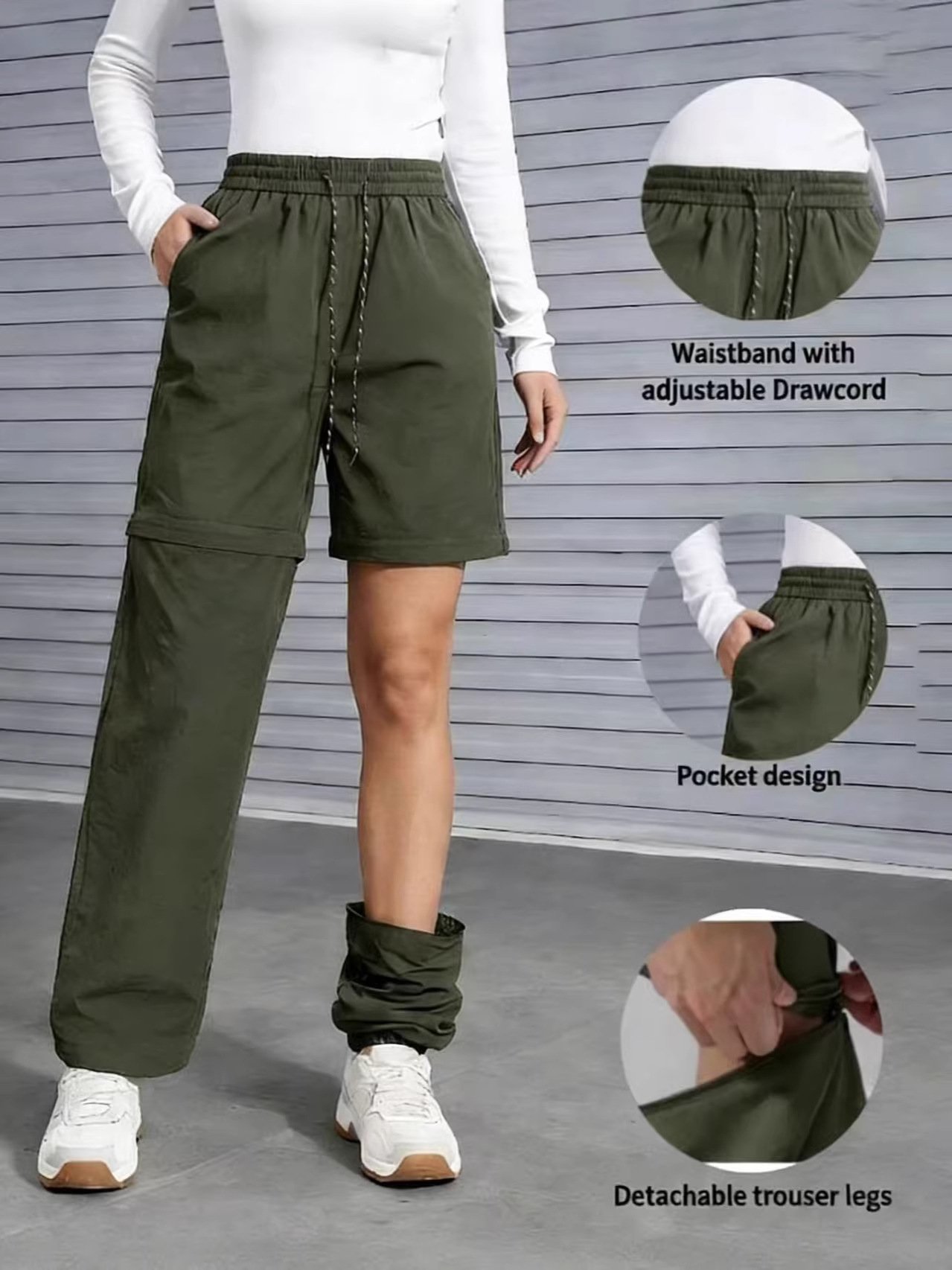 Pantalon de randonnée convertible pour femme - Pantalon cargo imperméable à séchage rapide avec jambes amovibles par fermeture éclair, idéal pour le c