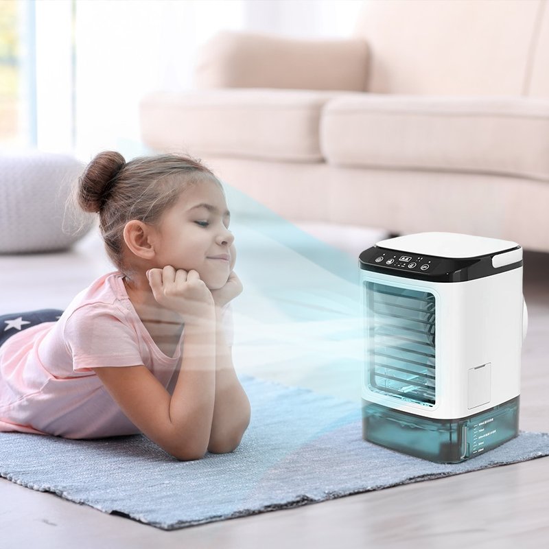 Mini-refroidisseur d'air portable à 3 vitesses (réservoir de 900 ml) – Ventilateur et humidificateur. Pour chambre ou bureau. - Image 2