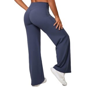 Pantalon de yoga confortable à taille haute et jambes droites pour femmes
