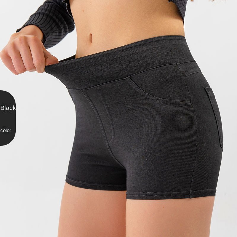 Nouveau short de yoga style jean pour femme (collection printemps/été) : taille haute, effet push-up, grande élasticité, coupe amincissante avec compr - Image 6