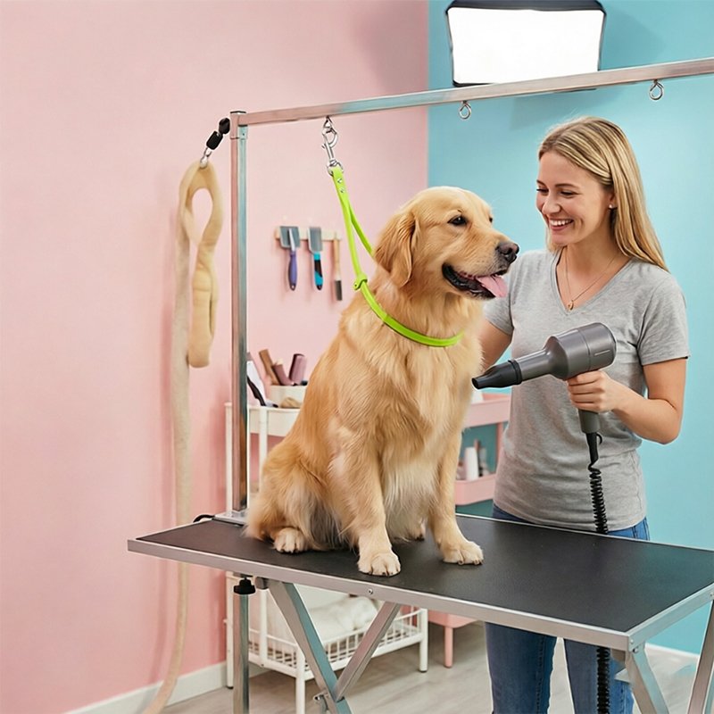 Corde d'attache antidérapante pour le bain des chiens – Sangle de table de toilettage avec adhérence en silicone pour une contention sécurisée des ani - Image 8
