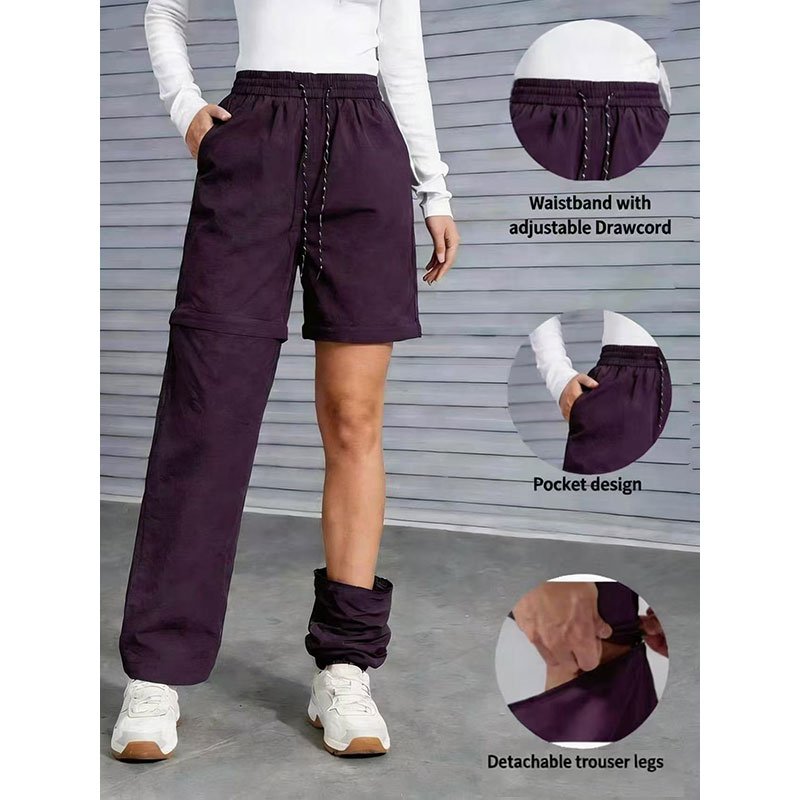 Pantalon de randonnée convertible pour femme - Pantalon cargo imperméable à séchage rapide avec jambes amovibles par fermeture éclair, idéal pour le c - Image 5