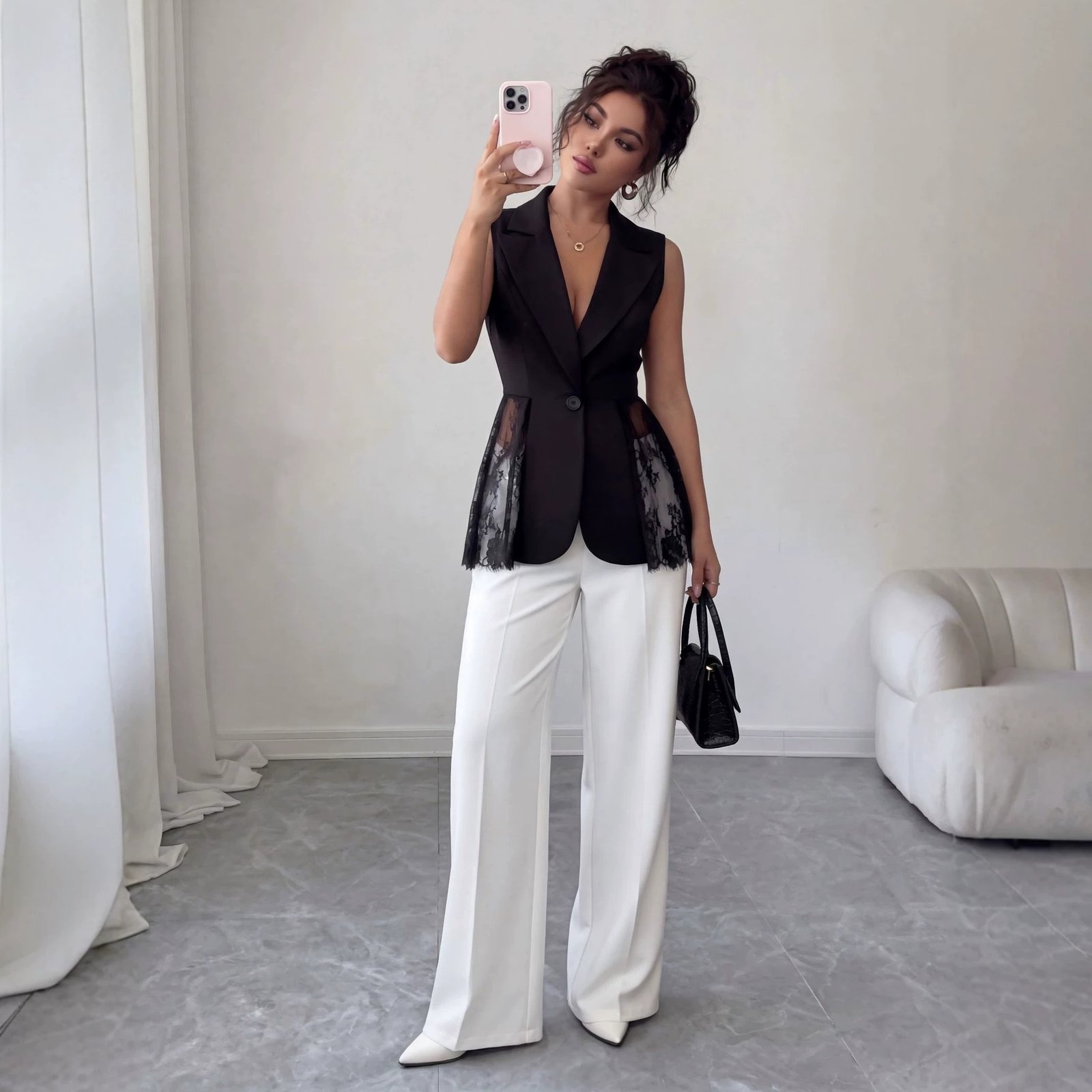 Veste sans manches coupe ajustée et évasée - Image 2