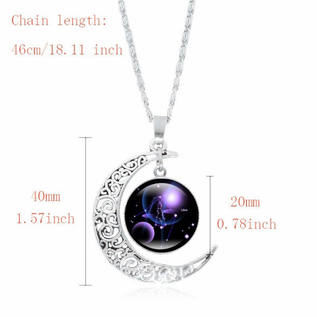 Collier ras du cou lumineux Zodiac Time Gem pour femme, pendentif lune argenté simple - Image 2