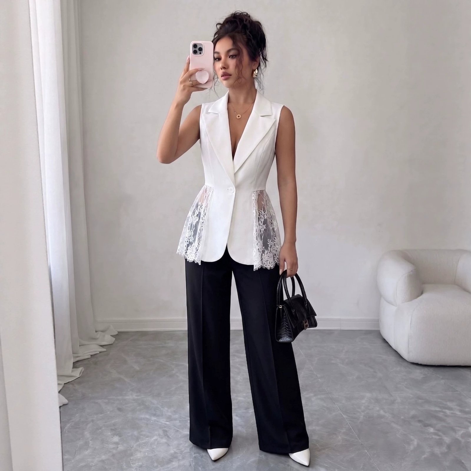 Veste sans manches coupe ajustée et évasée - Image 4
