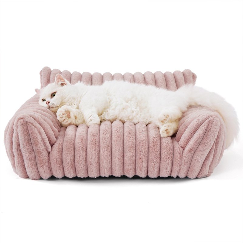 Canapé pour animaux de compagnie avec housse amovible et lavable, matelas pour animaux de compagnie toutes saisons avec lit pour chien en peluche four - Image 7