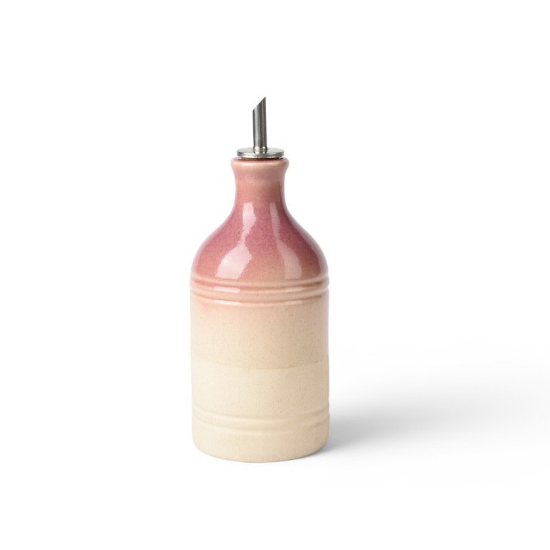 Bouteille d'huile d'olive rétro européenne en céramique verte avec bec verseur en acier inoxydable – Distributeur de condiments et de rangement vintag - Image 4