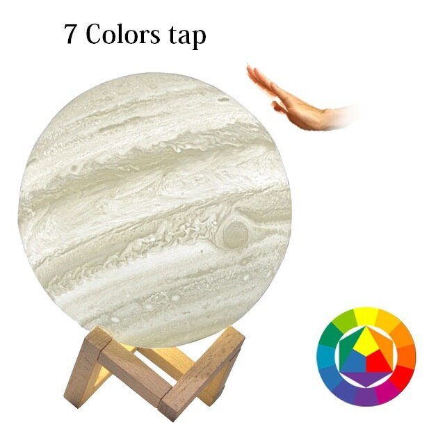 Lampe Lune imprimée en 3D – Rechargeable par USB, LED à intensité variable, interrupteur pour lumière blanc chaud/froid – Lampe Jupiter pour chambre d - Image 10