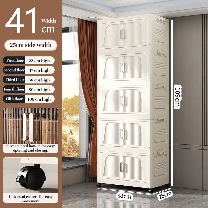 Armoire de rangement pliable à roulettes, 3/4 niveaux empilables, organisateur de placard - Image 2