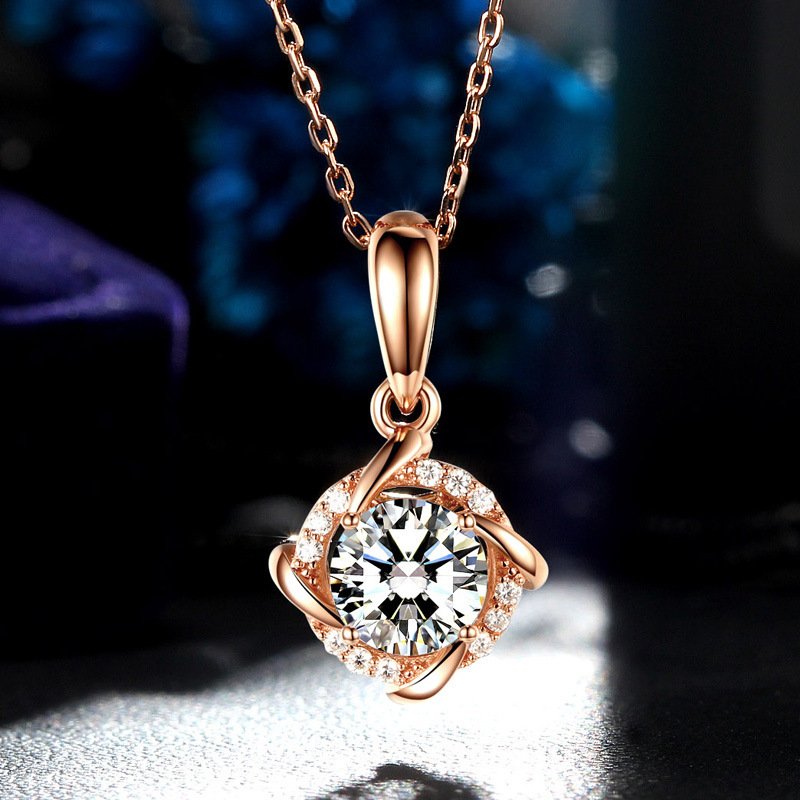 Collier en argent sterling S925 avec moissanite 1 ct (qualité D-VVS1), pendentif torsadé, chaîne plaquée platine (40 et 45 cm), livré dans un coffret cadeau avec certificat GRA. - Image 6