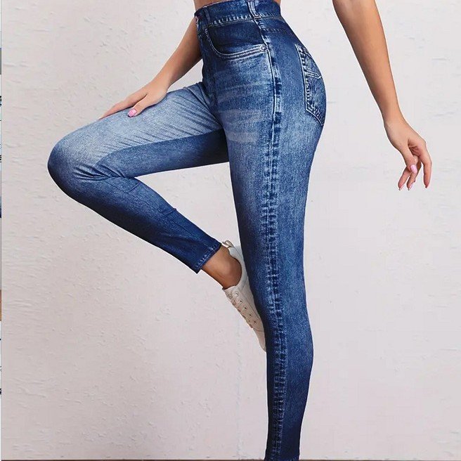 Leggings rétro effet jean ultra-extensibles, pantalon de yoga push-up, pantalon de yoga style denim, tenue de fitness pour femme - Image 7