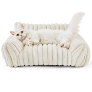 Canapé pour animaux de compagnie avec housse amovible et lavable, matelas pour animaux de compagnie toutes saisons avec lit pour chien en peluche four