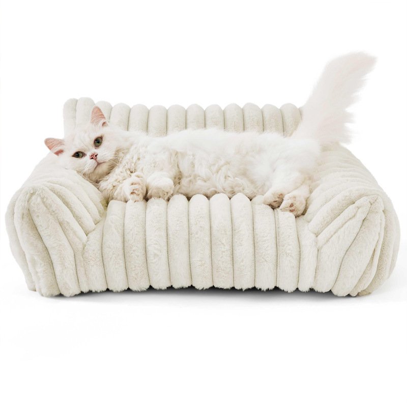 Canapé pour animaux de compagnie avec housse amovible et lavable, matelas pour animaux de compagnie toutes saisons avec lit pour chien en peluche four