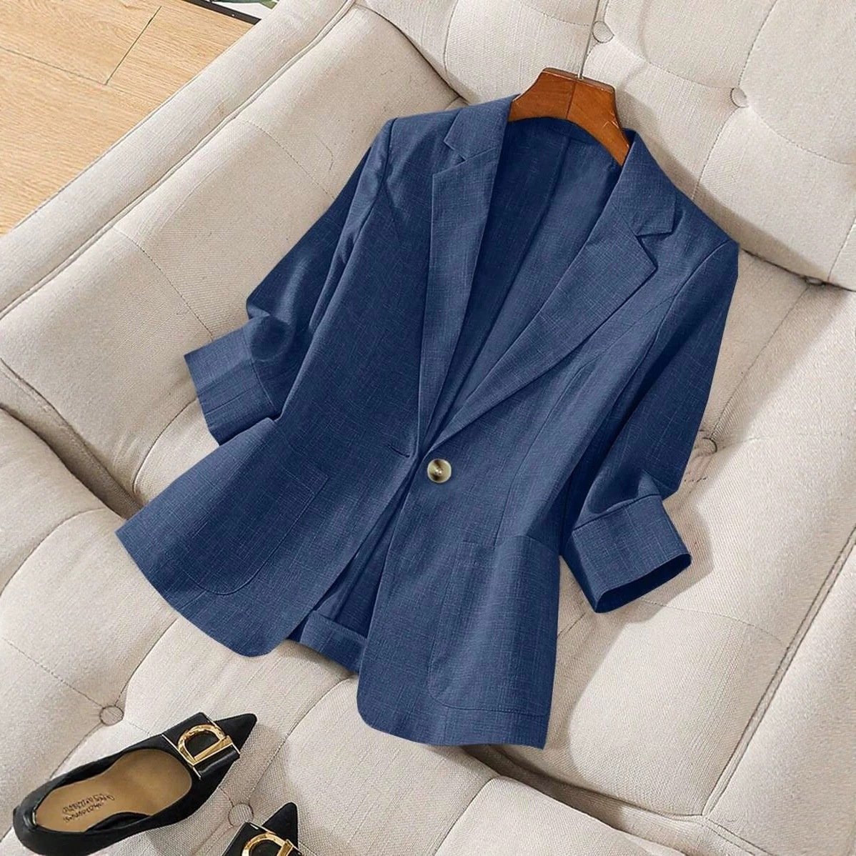 Petite veste de tailleur unie pour femme avec poches - Image 10