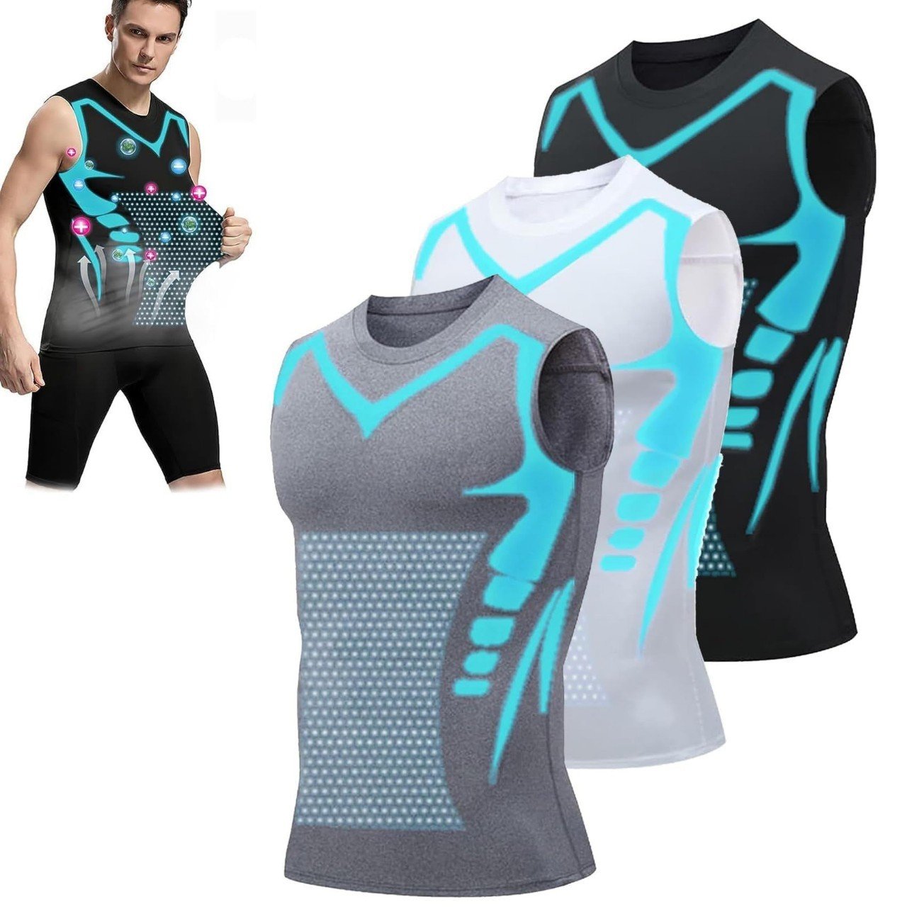 Gilet de sport pour homme à séchage rapide, manches courtes, ajusté, hautement élastique et respirant, évacuant l'humidité, idéal pour l'entraînement