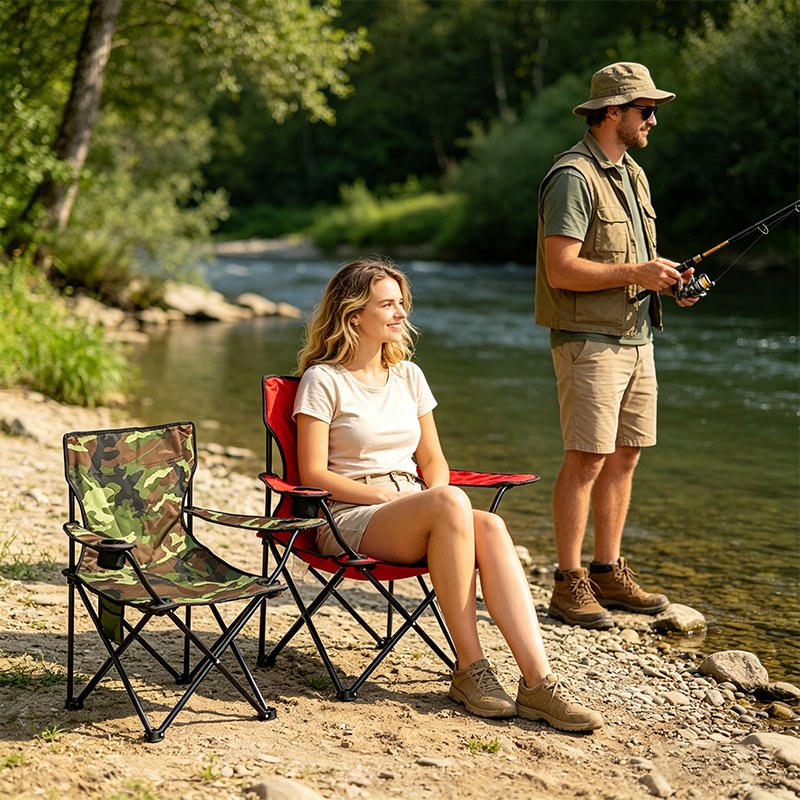 Chaise de camping pliante et portable – Siège de pêche 50 x 50 x 80 cm, léger et robuste, supporte jusqu'à 130 kg, facile à transporter - Image 7