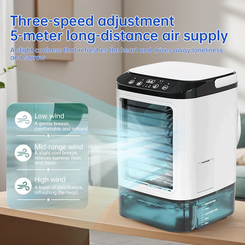 Mini-refroidisseur d'air portable à 3 vitesses (réservoir de 900 ml) – Ventilateur et humidificateur. Pour chambre ou bureau. - Image 6