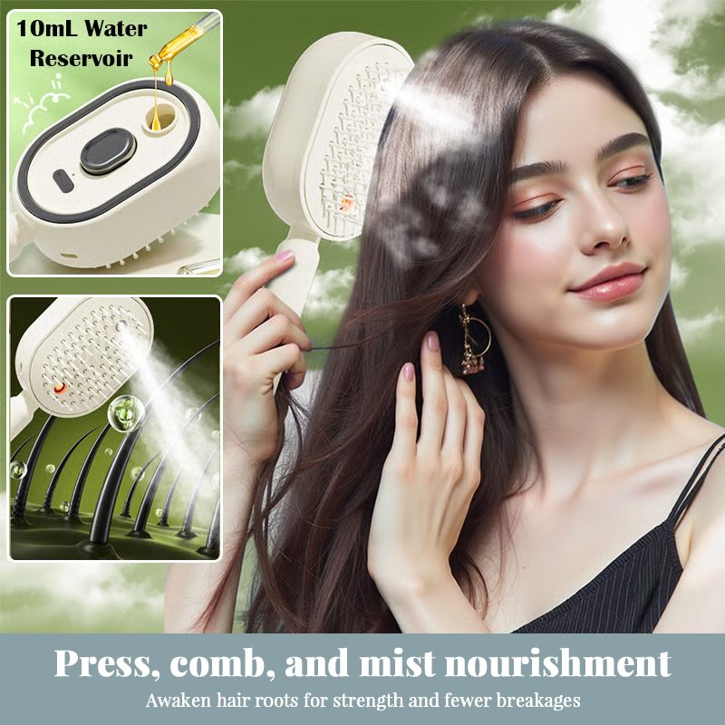 Brosse à cheveux électrique vapeur avec brumisateur, peigne lissant ionique pour moins de casse et sans résidus, outil de coiffage pour des cheveux l - Image 9