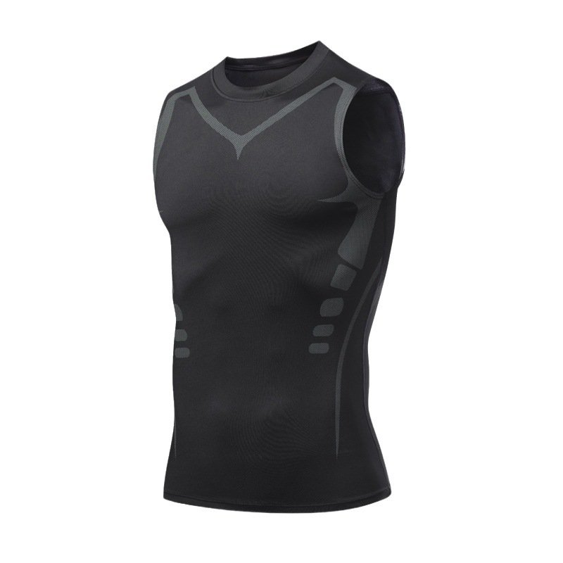 Gilet de sport pour homme à séchage rapide, manches courtes, ajusté, hautement élastique et respirant, évacuant l'humidité, idéal pour l'entraînement - Image 6