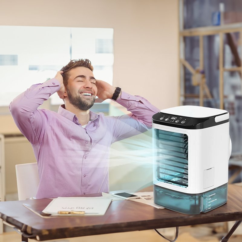Mini-refroidisseur d'air portable à 3 vitesses (réservoir de 900 ml) – Ventilateur et humidificateur. Pour chambre ou bureau. - Image 3