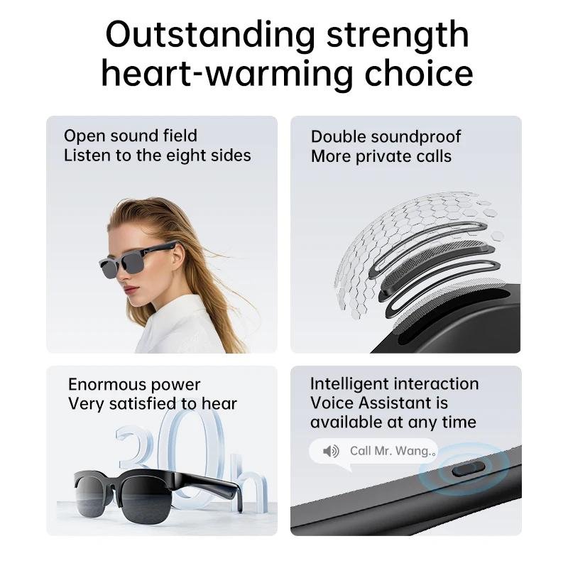 Lunettes intelligentes sans fil Bluetooth 6.0 avec IA : écoute de musique, appels, sport, longue autonomie, traduction automatique. - Image 4
