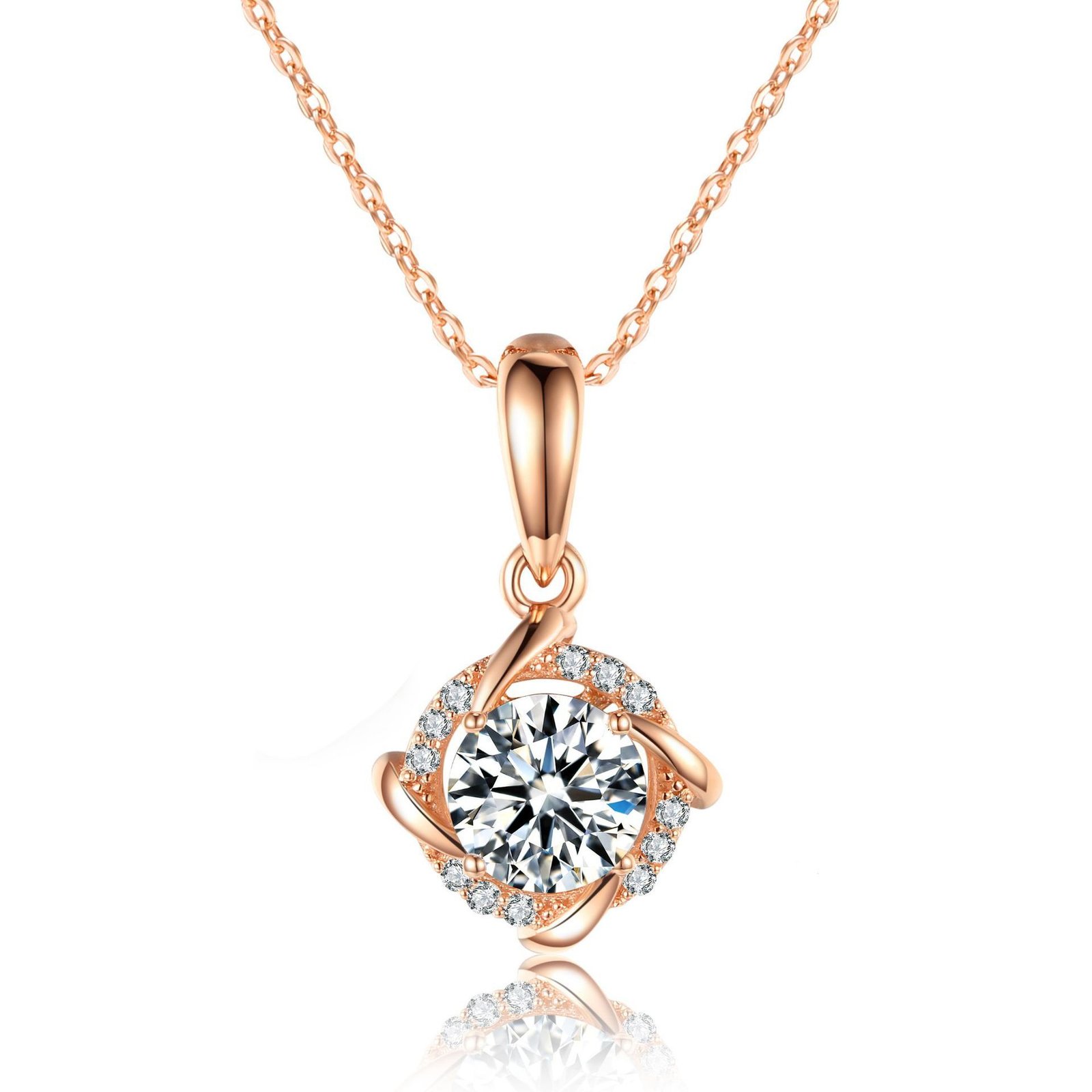 Collier en argent sterling S925 avec moissanite 1 ct (qualité D-VVS1), pendentif torsadé, chaîne plaquée platine (40 et 45 cm), livré dans un coffret cadeau avec certificat GRA. - Image 2