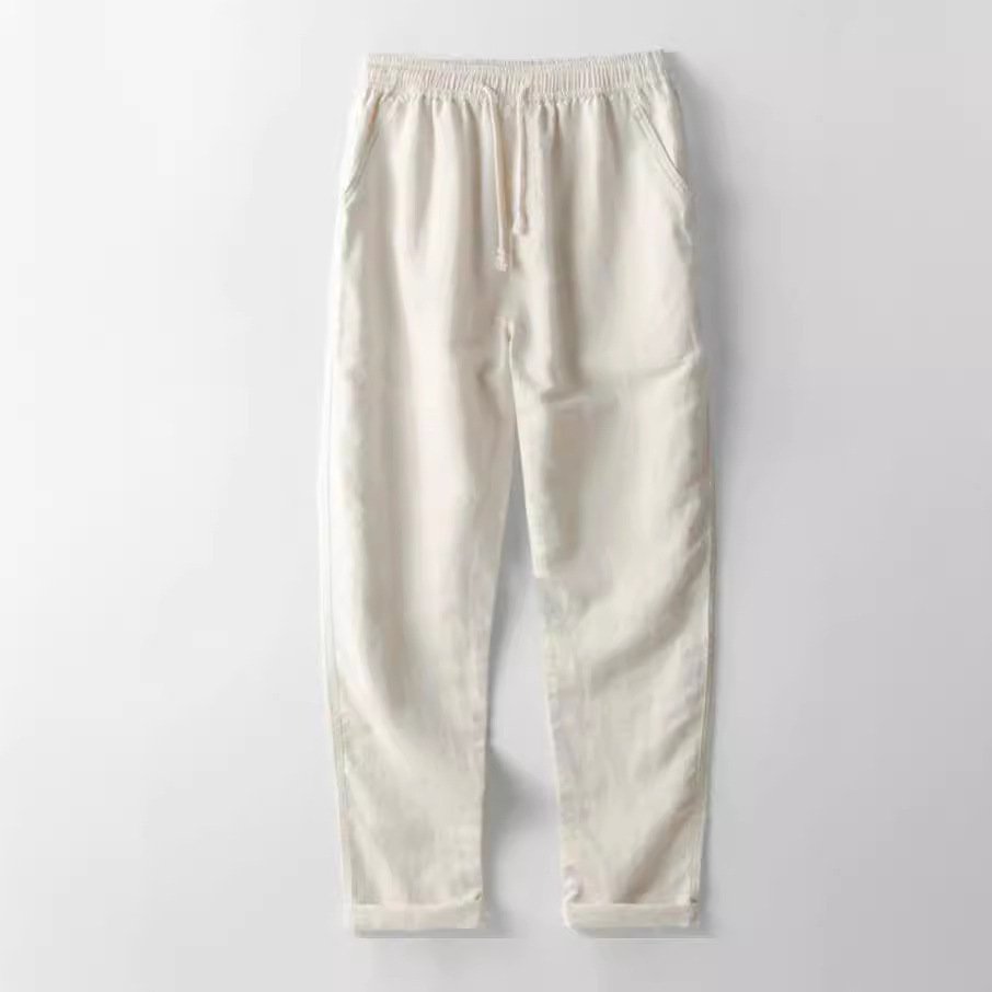 Ensemble de costume pour homme en lin et coton, coupe ajustée, col montant - Image 16