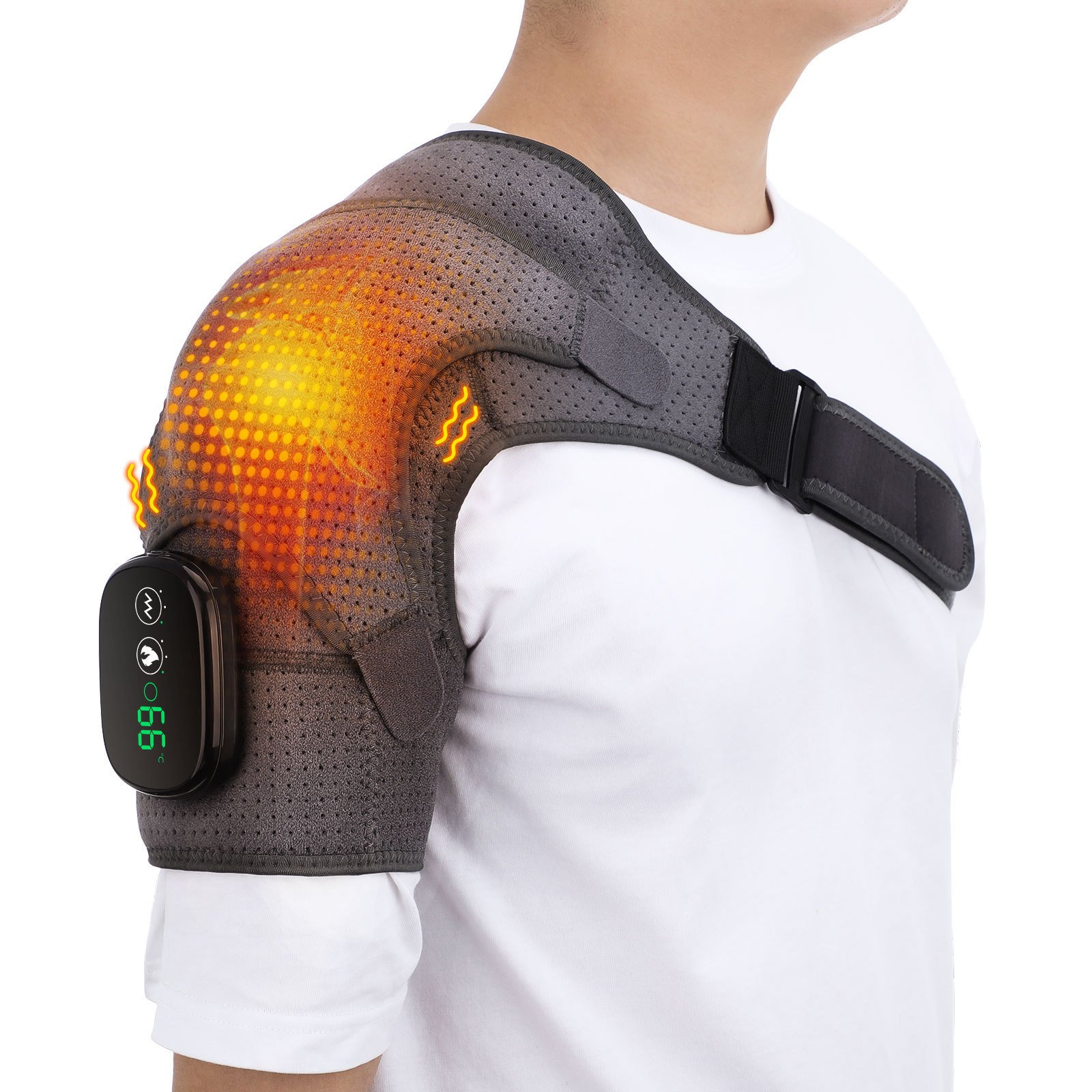 Support de massage pour les épaules avec commande tactile, ceinture de massage vibrante et chauffante rechargeable pour les épaules - Image 5