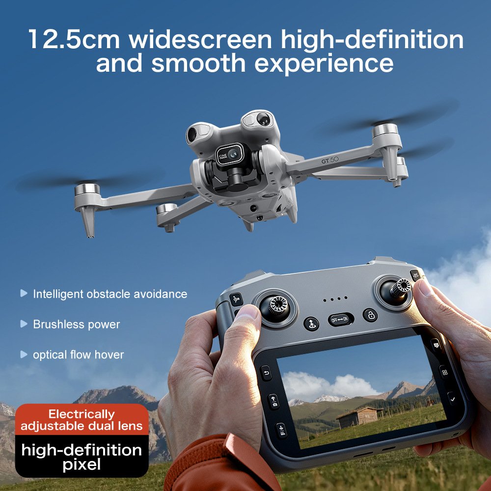 Drone avec écran HD pour la photographie aérienne, moteur sans balais, détection d'obstacles, drone quadricoptère jouet - Image 2