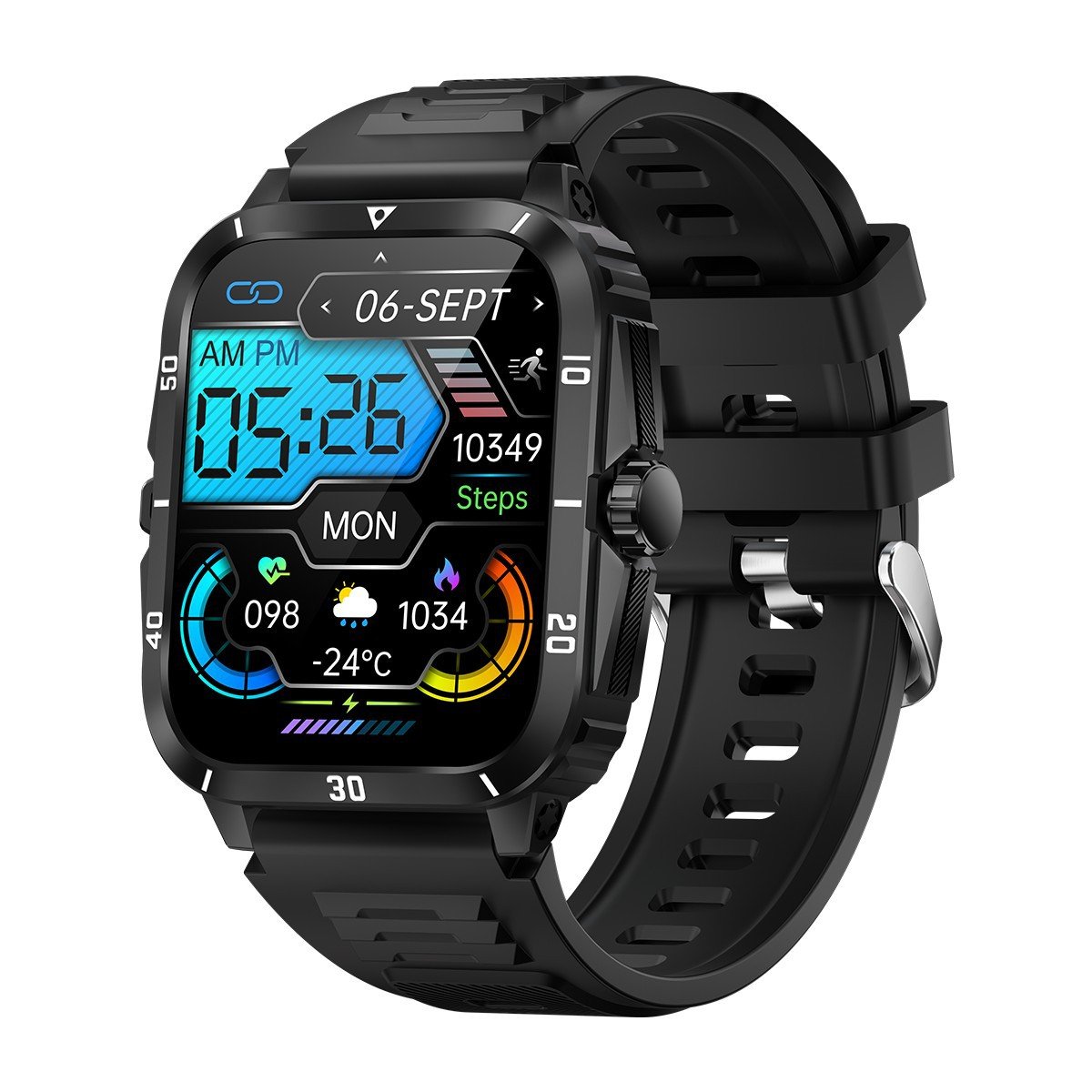 Montre connectée KT71 étanche jusqu'à 3 mètres, mesurant la fréquence cardiaque et la pression artérielle, résistante aux intempéries, idéale pour le