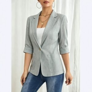 Petite veste de tailleur unie pour femme avec poches