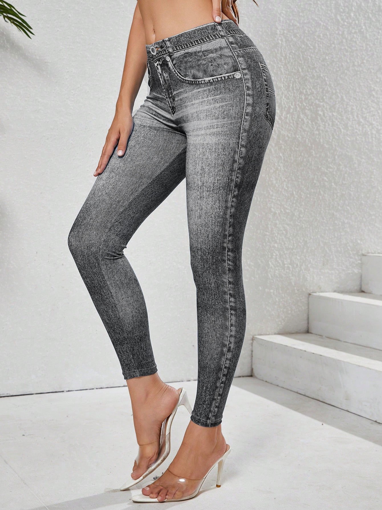 Leggings rétro effet jean ultra-extensibles, pantalon de yoga push-up, pantalon de yoga style denim, tenue de fitness pour femme - Image 8