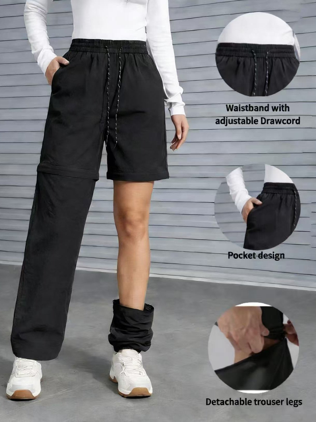 Pantalon de randonnée convertible pour femme - Pantalon cargo imperméable à séchage rapide avec jambes amovibles par fermeture éclair, idéal pour le c - Image 3