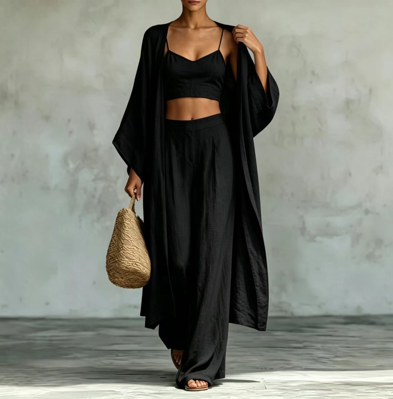 Ensemble composé d'un gilet ample et d'un pantalon taille haute à jambes larges - Image 6