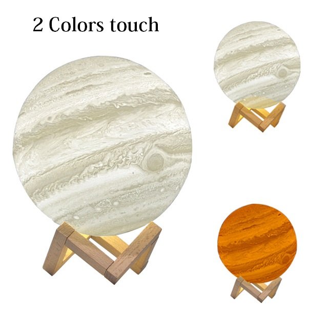 Lampe Lune imprimée en 3D – Rechargeable par USB, LED à intensité variable, interrupteur pour lumière blanc chaud/froid – Lampe Jupiter pour chambre d - Image 8