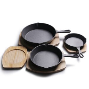 Ensemble de 4 poêles en fonte antiadhésives pour induction, poêle à œufs et à crêpes