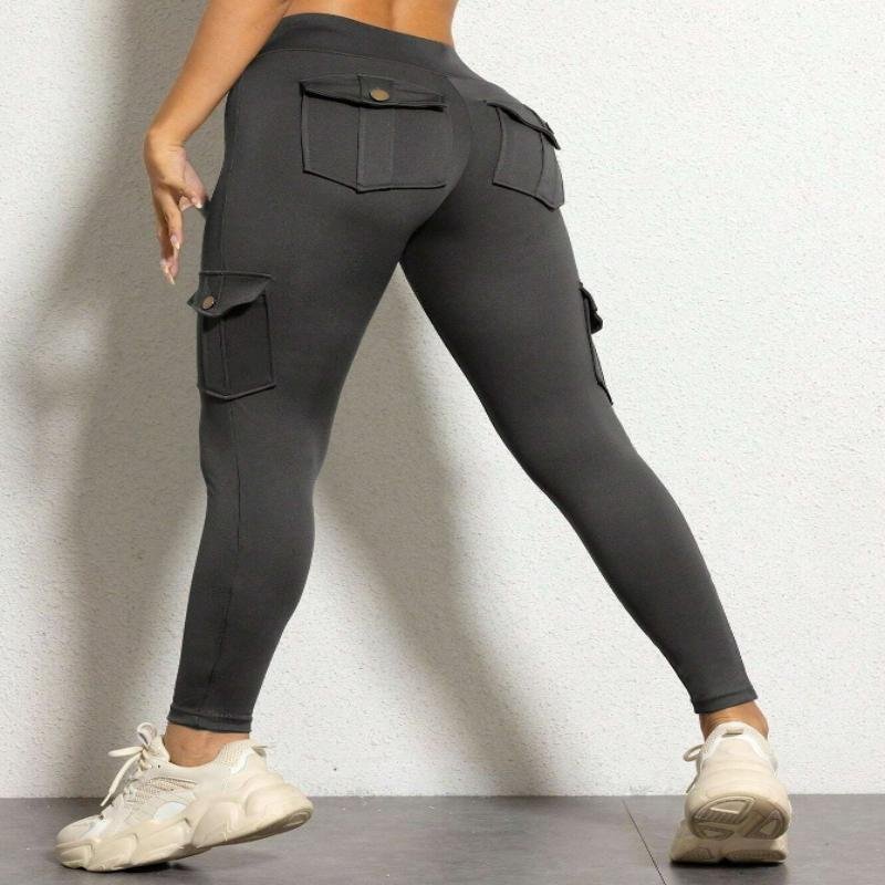 Pantalon cargo ajusté style patchwork pour le running, le fitness et le yoga - Image 4