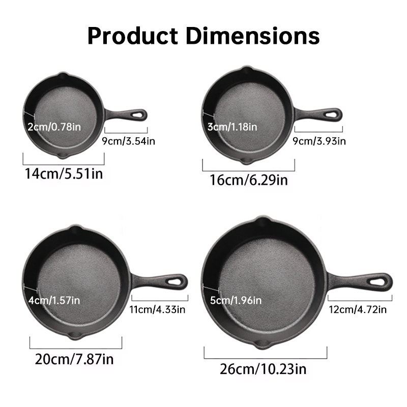 Ensemble de 4 poêles en fonte antiadhésives pour induction, poêle à œufs et à crêpes - Image 9
