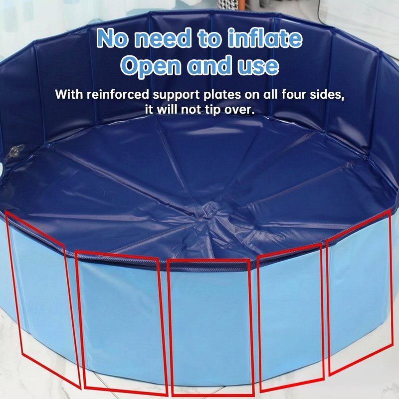 Piscine portable pour chiens – Baignoire pliable pour animaux avec bonde de vidange, piscine extérieure pour chiots pour s'amuser dans l'eau et se lav - Image 6