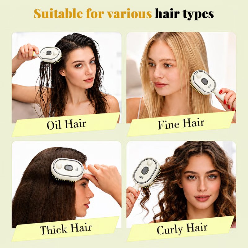 Brosse à cheveux électrique vapeur avec brumisateur, peigne lissant ionique pour moins de casse et sans résidus, outil de coiffage pour des cheveux l - Image 6