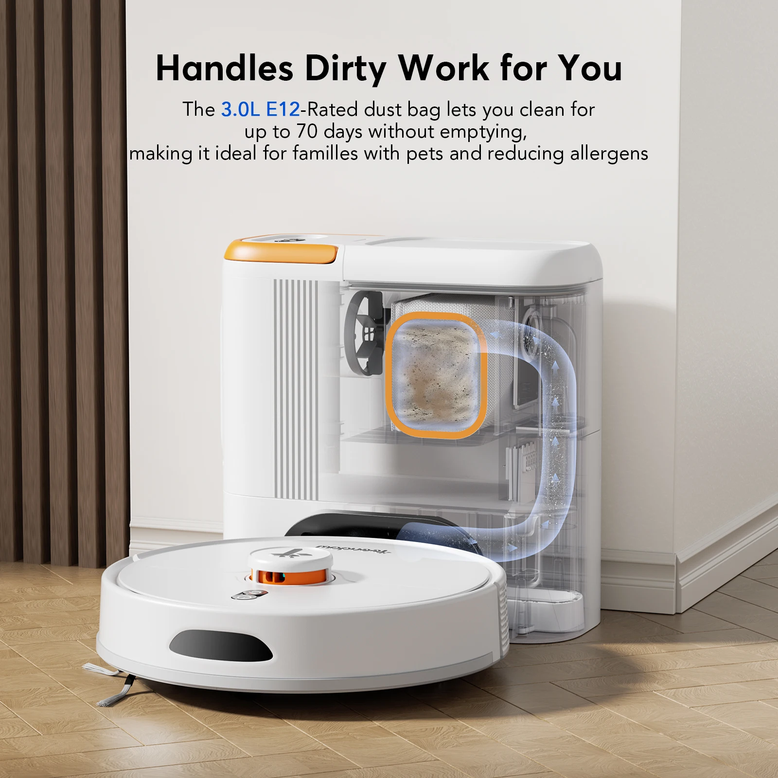 Aspirateur robot Teendow D20S Max+ avec cartographie intelligente LiDAR, aspiration de 6000 Pa, autonomie de 150 min, recharge automatique et zones i - Image 3