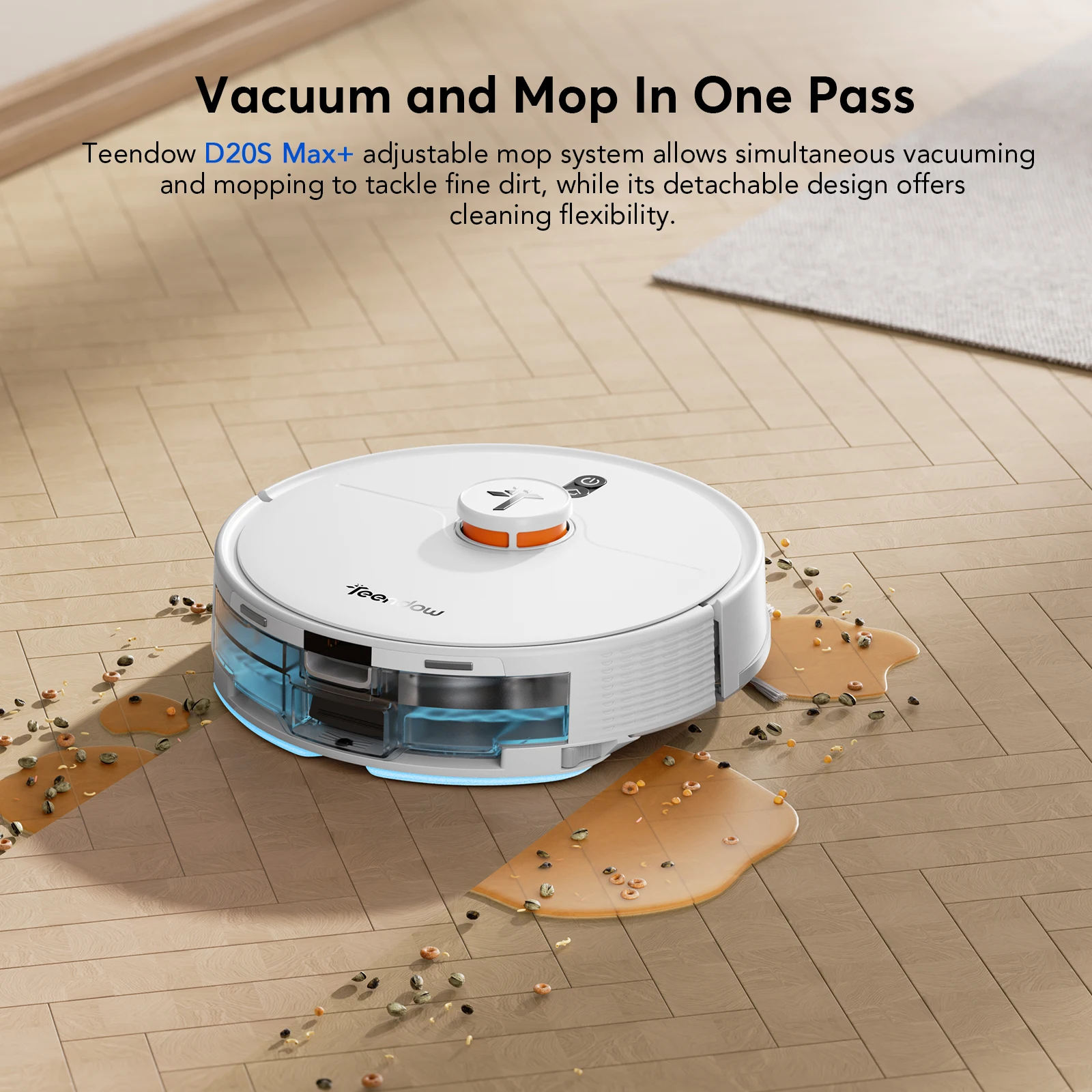 Aspirateur robot Teendow D20S Max+ avec cartographie intelligente LiDAR, aspiration de 6000 Pa, autonomie de 150 min, recharge automatique et zones i - Image 4
